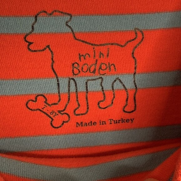 Mini Boden Orange & Blue Striped Long Sleeve Shirt, 7-8Y - Picture 6 of 7